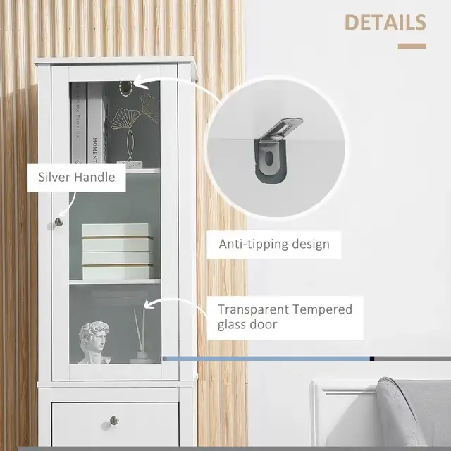 Tall Bathroom Cabinet with Tempered Glass Door, Storage Organize in Storage & Organization in Markham / York Region - Image 7