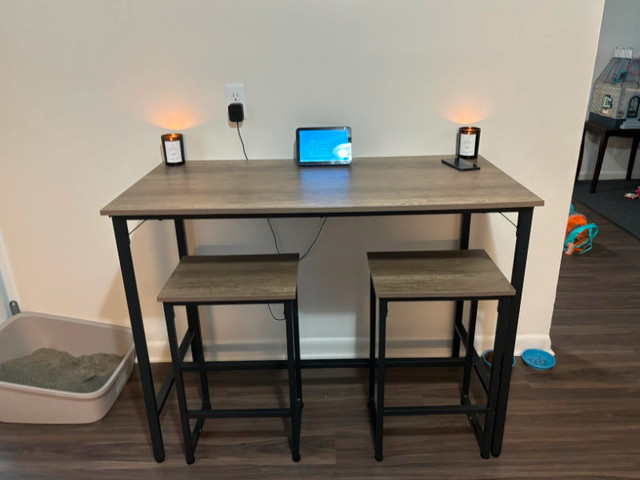 3 Piece Bar Table Set, 47.5" Industrial Counter Height Dining Ta in Dining Tables & Sets in Oshawa / Durham Region - Image 2