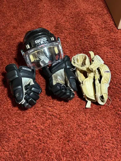 Hockey Helmet, Gloves and Elbow Pads, View more