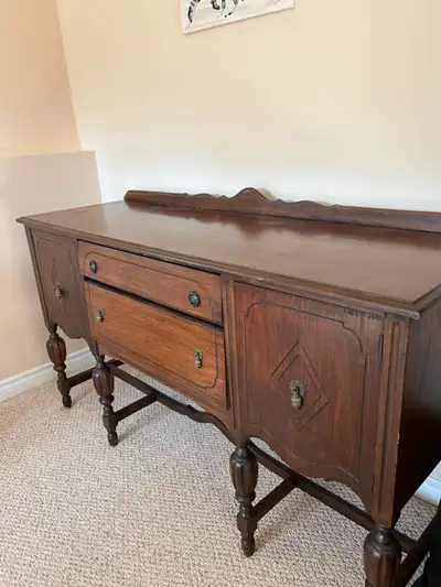 Table, chairs and hutch, View more