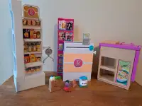 Barbie supermarket - doll grocery store - toy food - girls toys