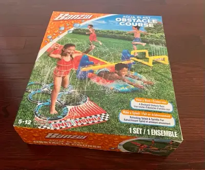 Brand New in Box ***BANZAI*** INFLATABLE WATER-SPRINKLING ACTIVITY SLIDE AQUA BLAST OBSTACLE COURSE...