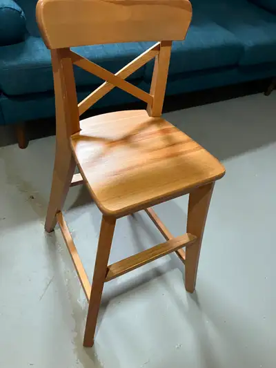 Kids tall wooden IKEA chair, View more