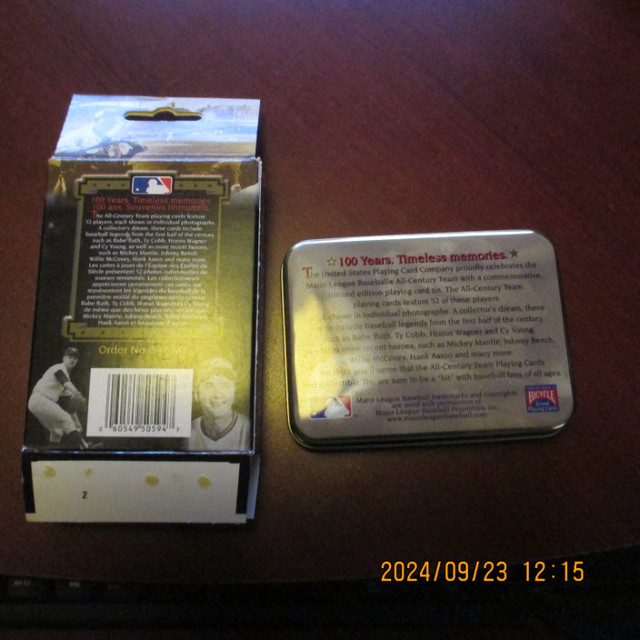ML Baseball All Century Team Sealed BICYCLE Playing Cards in Arts & Collectibles in St. Catharines - Image 2
