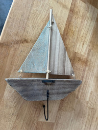 Wooden sailboat decorative hanger 