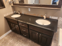 Double sink granite top with tap