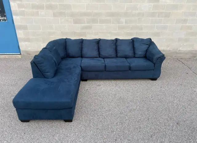 Blue Sectional Sofa with Chaise