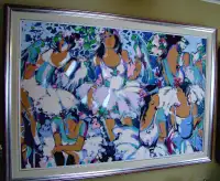 une  grande  peinture tableau style antique claudette castonguay
