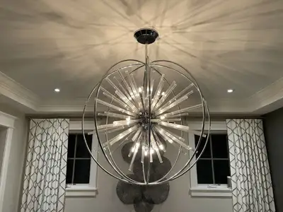 OVERSIZED 15-Bulb Chrome Orb with Fluted Glass Rods – SAVE 80%!, View more