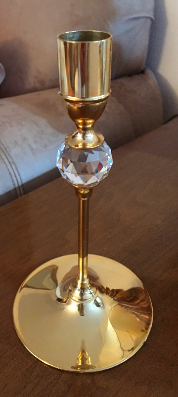 Valerio Albarello Gold Plated Swarovski Crystal Candlestick in Arts & Collectibles in Grande Prairie