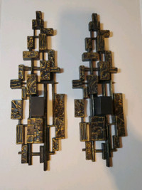 Syroco Dart Mid Century Brutalist Candle Sconces Wall MCM