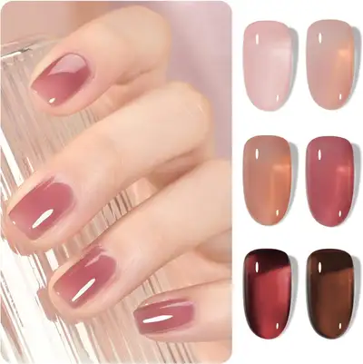 Rose Garden Jelly Gel Nail Polish of 6 Transparent Nude Red Pink, View more