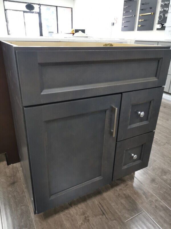 New color GREY solid wood vanity 24"-72" matching Linen cabinet in Other in City of Toronto - Image 4