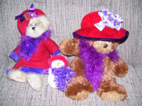 Red Hat Society Bears and Christmas Snowwoman Decoration