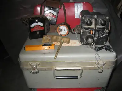 Drill/Blast tools....Elk Horn Powder Punch with Cord Cutter...EYE Level,,,Assorted Depth Gauges....A...