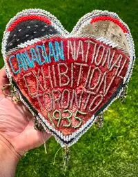 ANTIQUE 1935 CNE BEADED CUSHION - CANADIAN NATIONAL EXHIBITION