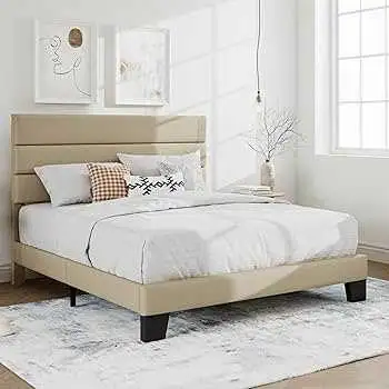 Queen Bed Frame & Mattress Set | Upholstered Platform Bed | Available All sizes Single Double Queen...