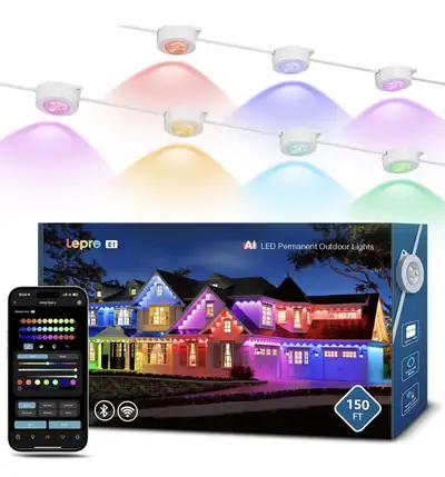 Lepro E1 AI APP Controlled 150ft Smart Permanent Outdoor Lights, View more
