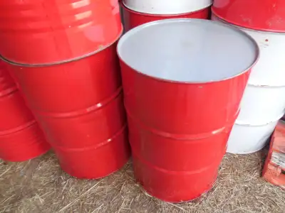 Steel Barrels, make good burn barrels, $20 and $25 with the end cut out.