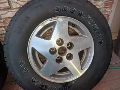 nos Goodyear Invicta GS tire on a Jeep Grand Cherokee (ZJ) rim, never on the road, P225/ 75 R15, if...