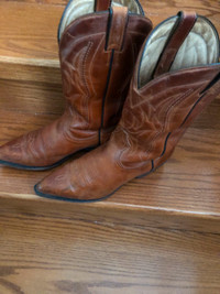 Vintage Men's Leather Cowboy Boots - Size 9.5 Medium