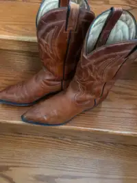 Vintage Men's Leather Cowboy Boots - Size 9.5 Medium