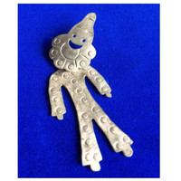  MEXICAN ALPACA SILVER ARTICULATED CLOWN BROOCH  SIGNED MEXICO