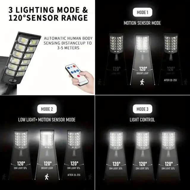 504 LED Solar Motion Sensor Street Light ON SALE️‍️‍ in Outdoor Lighting in Markham / York Region - Image 3