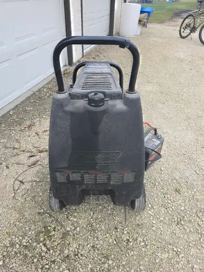 Coleman Vertex 5500W generator. Key start, requires 12v battery, 8hrs+ run time depending on load. A...