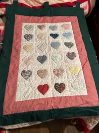 Homemade patchwork hand stitched wall hanging quilt