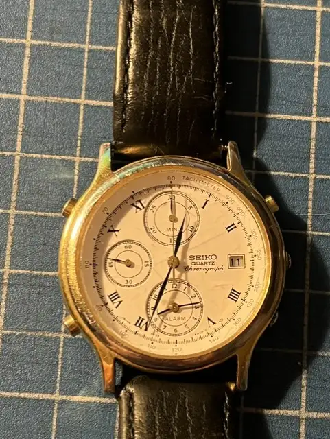Vintage SEIKO Quartz Chronograph Alam Watch 7T32-6A50 A4