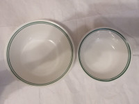 2 CORELLE milk glass bowls made in USA