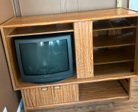 old wooden TV stand