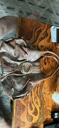 Bvlgari Chandra Women's Leather Tote Bag Brown Silver