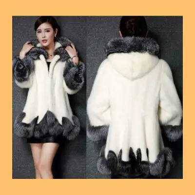 Beautiful Fur coat -White with Gray finish - NEW!, View more
