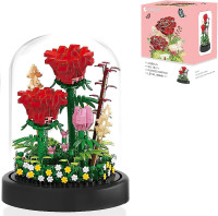 Guglog Flower Bouquet Red Roses Building Bricks Kit - Only $19