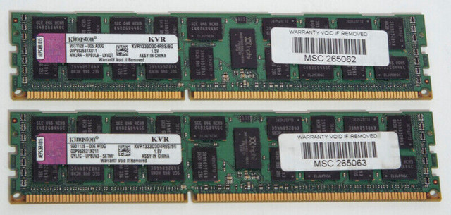 Kingston KVR1333D3D4R9S/8G PC3-10600 CL9 Registered (8X2=16GB) dans Cartes-mémoires et clés USB  à Région de Markham/York