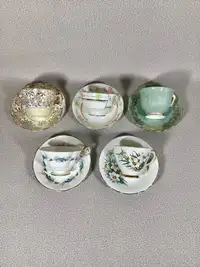 Vintage cup and saucers made in England lot of 5 - aa20