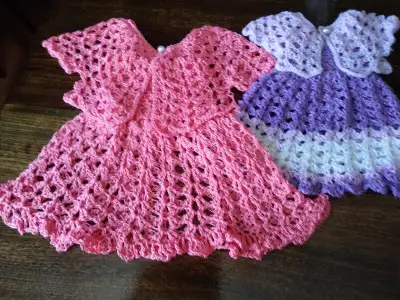 BRAND NEW HAND CROCHET BABY SUNDRESSES AND BOLERO IN ORILLIA, View more