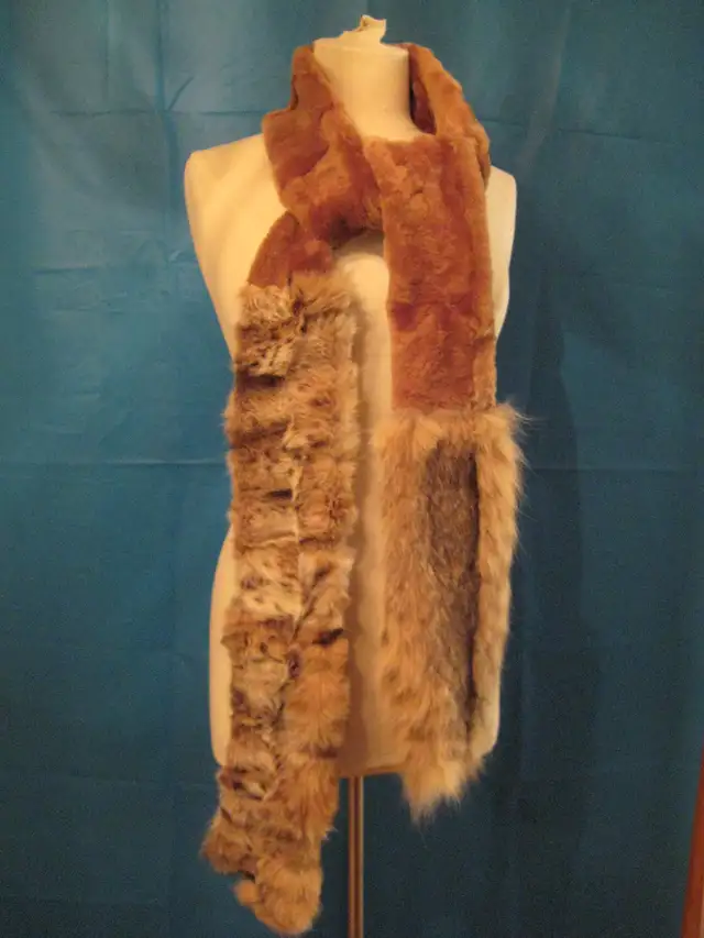 Bobcat Lynx and Sheepskin Fur Scarf
