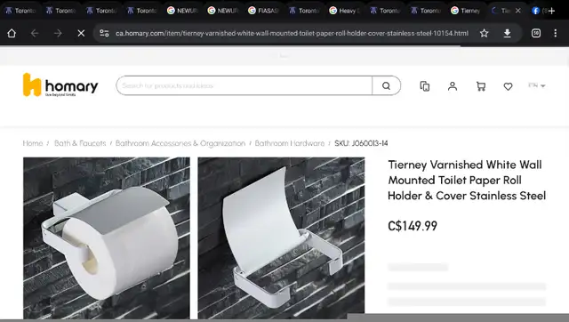 Tierney Varnished Wall Mounted Toilet Paper Roll Holder in Plumbing, Sinks, Toilets & Showers in City of Montréal - Image 6