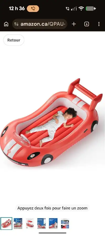 En excellente condition , lit gonflable pour enfant en forme d'auto. Négociable