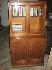 Antique 1/4 Cut Oak Barristers Stacking Bookcase / File Cabinet