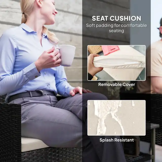 Wicker Bistro Set, 3 Piece Patio Furniture Set with 2-Tier Glass in Patio & Garden Furniture in Markham / York Region - Image 5