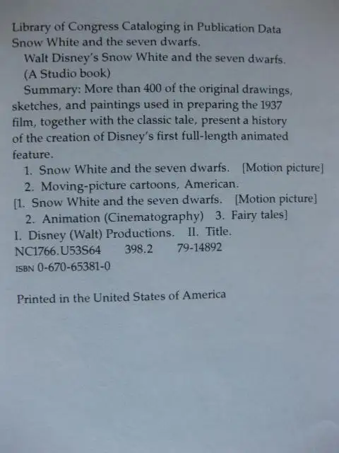 Walt Disney's Snow White and the Seven Dwarfs (Studio Book) in Fiction in City of Toronto - Image 5
