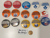 Vintage 1980 NHL Pin Back Buttons  