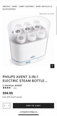 BNIB Philips AVENT 3-in-1 electric steam bottle sterilizer