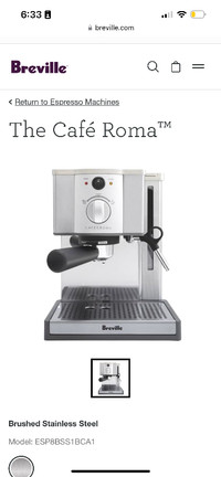 Breville cafe Roma espresso maker