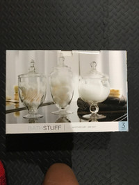 Three glass Jar set - Bathroom - new