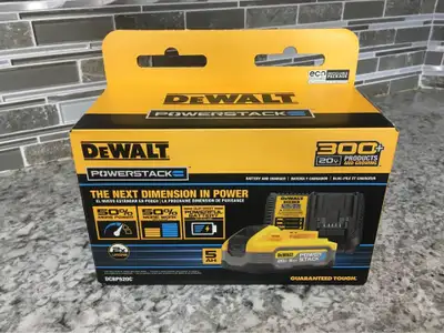 New Dewalt 20V Max 5AH PowerStack Battery & Charger Combo, View more